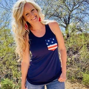 Blue American flag tank